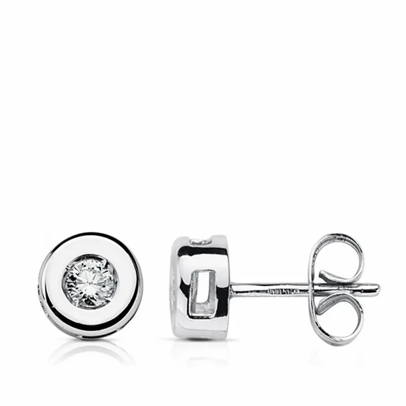 Pendientes oro blanco 18k diamantes brillantes 0.22ct 6.5mm. [AA1811]