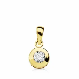 Colgante oro 18k circonita 6.5mm. chatón [AA1847]