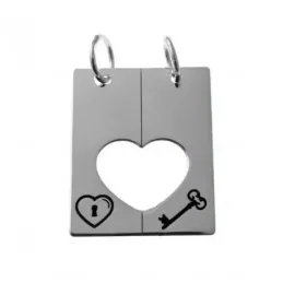 Colgante plata ley 925m 25mm. chapa corazón llave partido [AA7803]