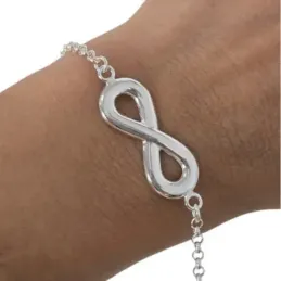 Pulsera plata ley 925m cadena rolo infinito [AB0151]