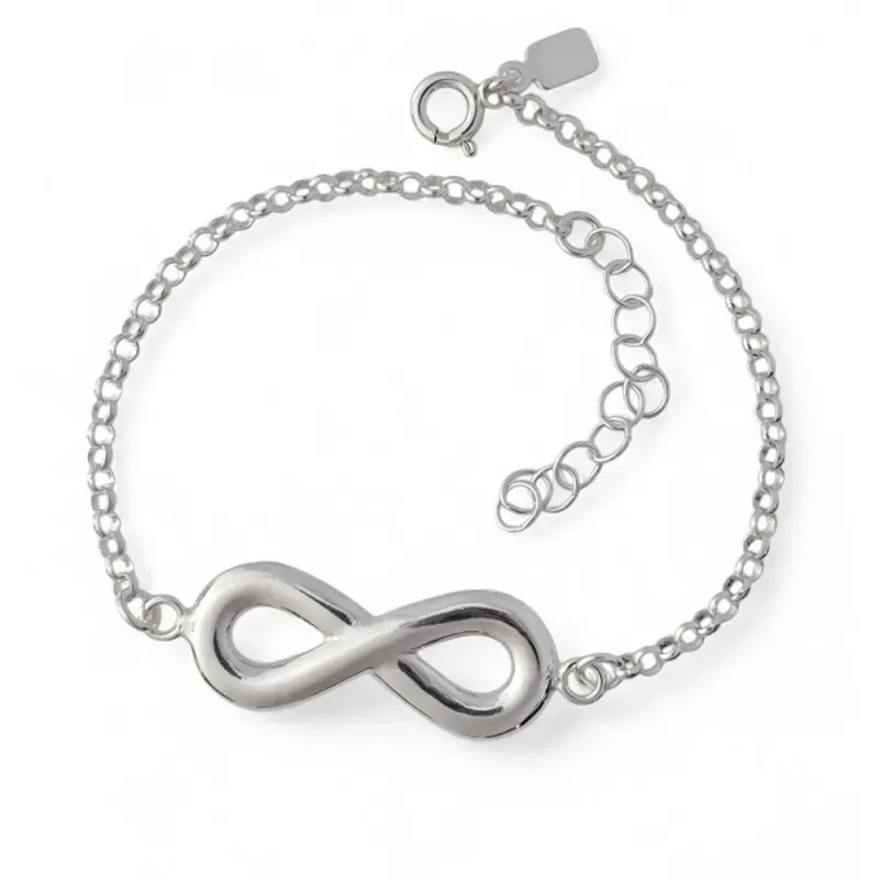 Pulsera plata ley 925m cadena rolo infinito [AB0151]
