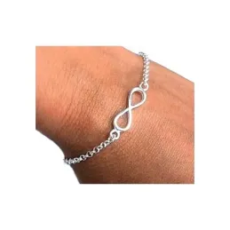 Pulsera plata Ley 925m infinito cadena rolo [AB1412]