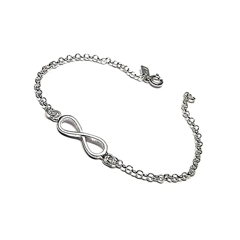 Pulsera plata Ley 925m infinito cadena rolo [AB1412]