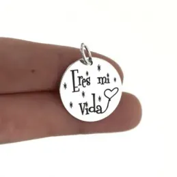 Colgante plata Ley 925m chapa 20mm. ERES MI VIDA oxidada [AB5357GR]