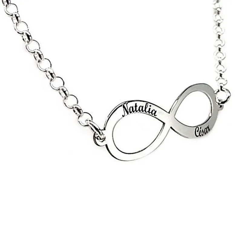 Pulsera plata Ley 925m motivo infinito 18cm. cadena rolo [AB6256]
