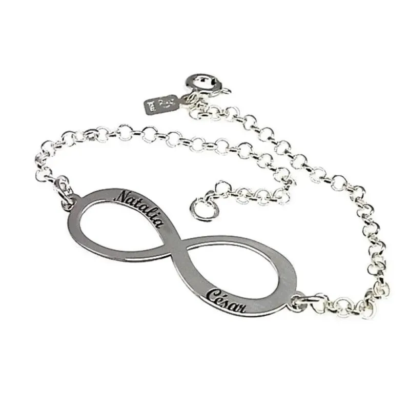 Pulsera plata Ley 925m motivo infinito 18cm. cadena rolo [AB6256]