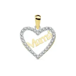 Colgante oro 18k corazón 15mm. MAMÁ cerco circonitas [AB8806]