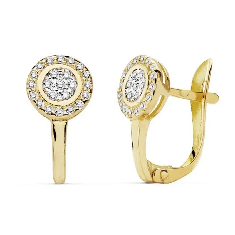 Pendientes oro 18k bicolor 12mm. circonitas motivo círculo [AB8961]