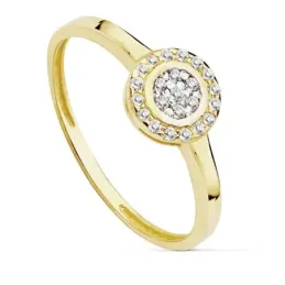 Sortija oro 18k bicolor circonitas motivo círculo [AB8962]