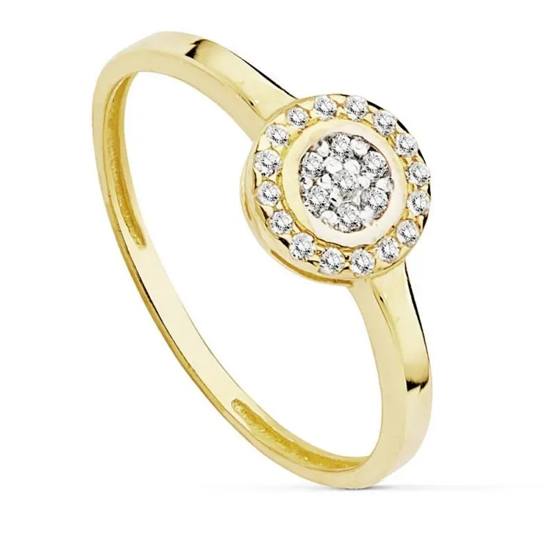 Sortija oro 18k bicolor circonitas motivo círculo [AB8962]