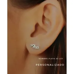 Pendiente plata Ley 925m. nombre a elegir personalizado sólo medio par para lóbulo izquierdo
