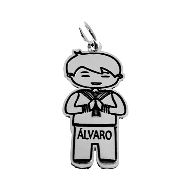 Colgante plata Ley 925m niño comunión liso 22mm. nombre personalizado