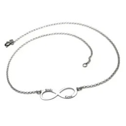 Gargantilla plata Ley 925m cadena rolo 41.5cm. detalle infinito nombres personalizados cierre reasa