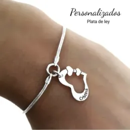 Pulsera plata Ley 925m cadena cola de topo 17cm. personalizable nombre corazón calado mosquetón