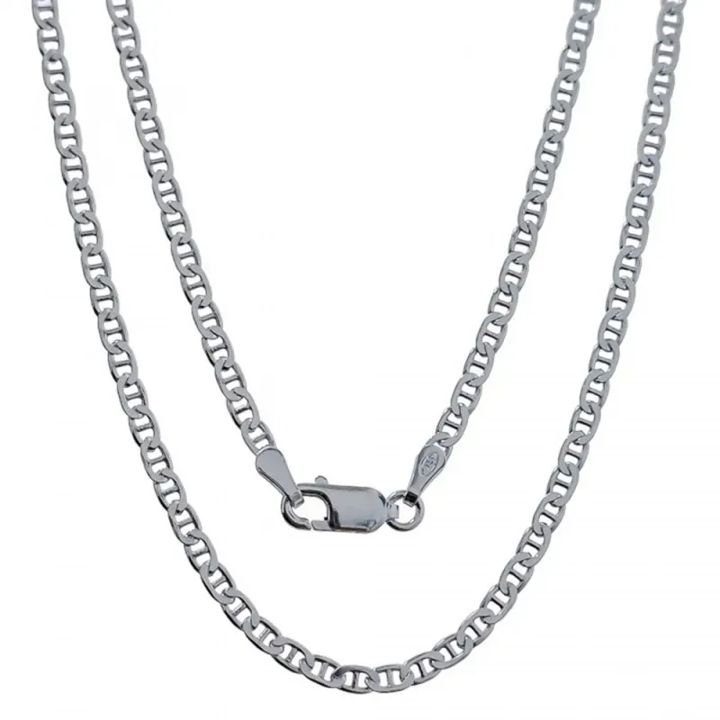 Cadena plata ley 925m lisa 50cm. marina martilleada 0.60mm. [AB0418]