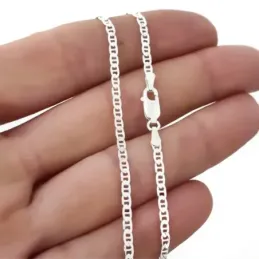 Cadena plata ley 925m lisa 50cm. marina martilleada 0.60mm. [AB0418]