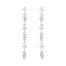 Pendientes Largos en Plata de Ley 925m con 46 mm. con circonitas de t