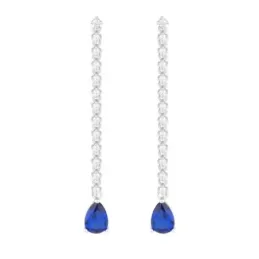 Pendientes Largos en Plata de Ley 925m con 47 mm. con circonitas comb