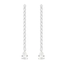 Pendientes Largos en Plata de Ley 925m con 47 mm. con circonitas comb