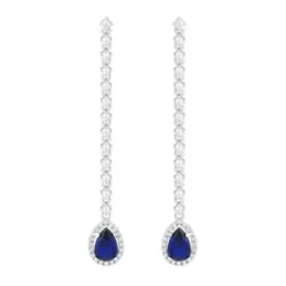 Pendientes Largos en Plata de Ley 925m con 47 mm. con circonitas colo