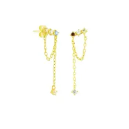 Pendientes en Plata de Ley 925m chapados oro con 30 mm. cadena forzad