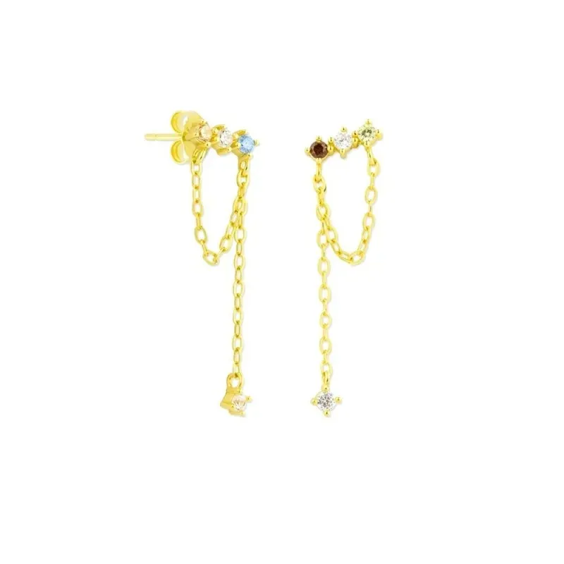 Pendientes en Plata de Ley 925m chapados oro con 30 mm. cadena forzad