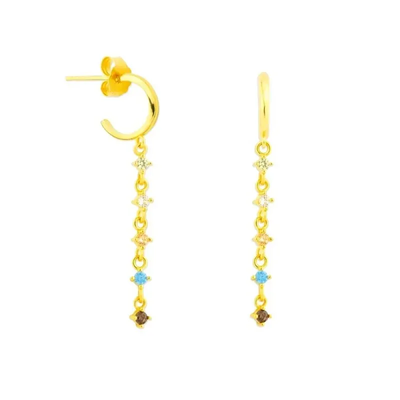 Aros Pendientes Largos en Plata de Ley 925m chapados en oro 40 mm. ar