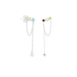 Pendientes en Plata de Ley 925m con 30 mm. cadena forzada con circoni