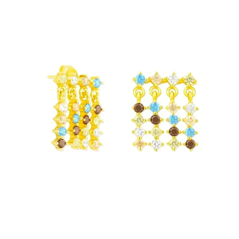 Pendientes en Plata de Ley 925m chapados en oro con 15 mm. circonitas