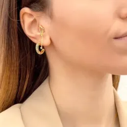Aros Pendientes en Plata de Ley 925m chapados en oro con 17 mm. y cir