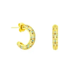 Aros Pendientes en Plata de Ley 925m chapados en oro con 17 mm. y cir
