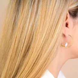 Aros Pendientes en Plata de Ley 925m chapados oro 32 mm. ondulados de