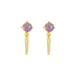 Pendientes Largos en Plata de Ley 925m chapados en oro 17 mm. piedra
