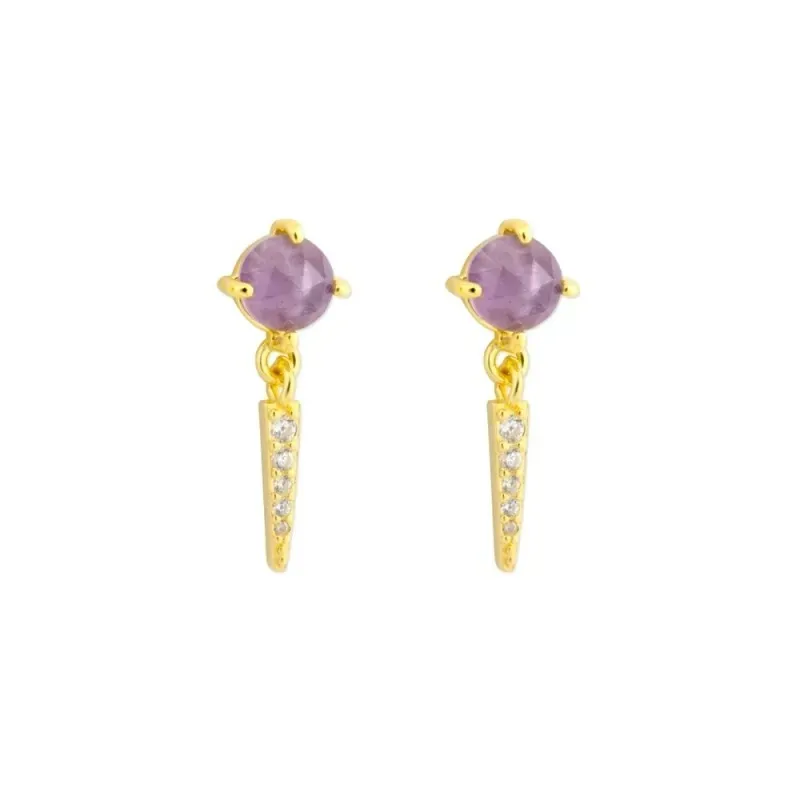 Pendientes Largos en Plata de Ley 925m chapados en oro 17 mm. piedra