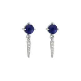 Pendientes Largos en Plata de Ley 925m con 17 mm. piedra sodalita 5 m