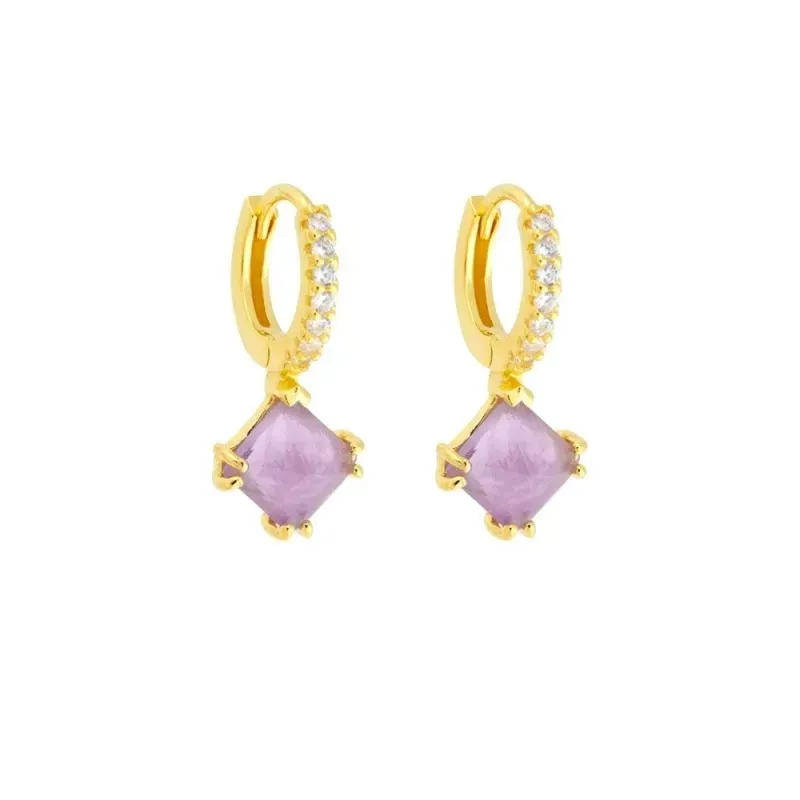 Aros Pendientes Plata Ley 925m chapados oro diámetro 10 mm. piedra am