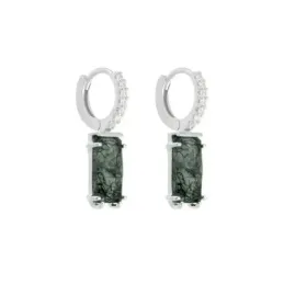 Aros Pendientes en Plata de Ley 925m diámetro de 10 mm. piedra ágata