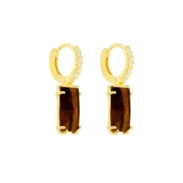 Aros Pendientes Plata Ley 925m chapados oro diámetro 10 mm. piedra oj