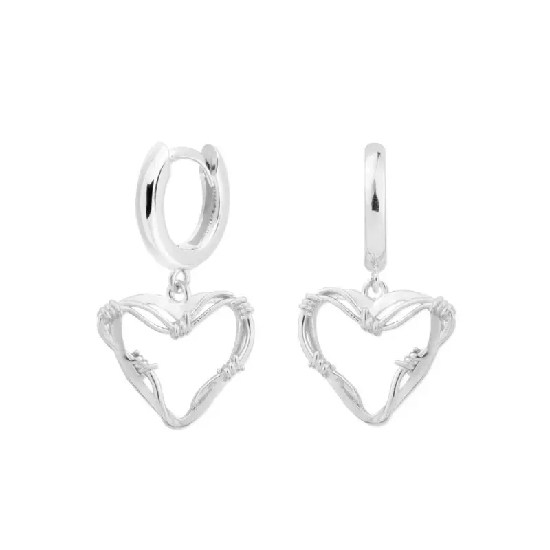 Aros Pendientes en Plata de Ley 925m con 10 mm. diámetro y corazón co