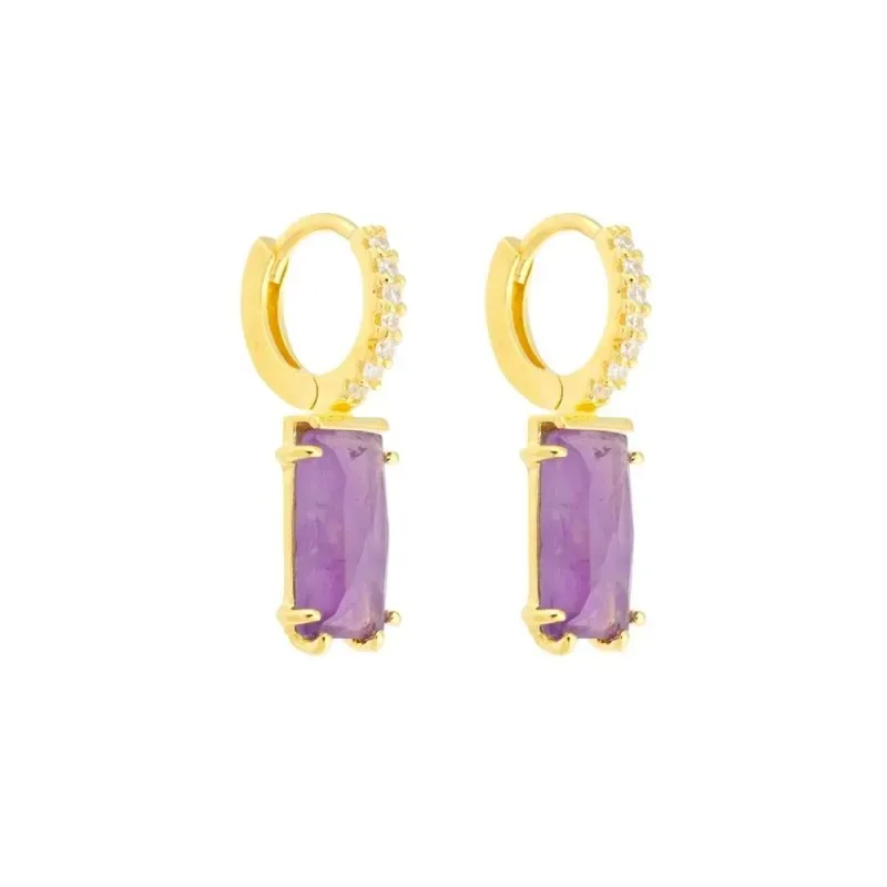 Aros Pendientes Plata de Ley 925m chapados oro diámetro 10 mm. piedra
