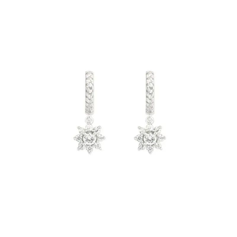 Aros Pendientes en Plata de Ley 925m con 18 mm. aro de 11 mm. estrell