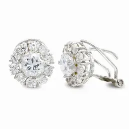 Pendientes oro blanco 18k mujer circonitas omega