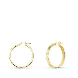 Pendientes oro 9k aros mujer 23 mm. detalle greca tubo rectangular 3