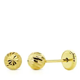 Pendientes oro 9k niña 4 mm. bola tallada tornillo