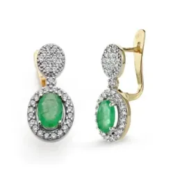 Pendientes oro bicolor 9k mujer 18 mm. largos dos cuerpos ovalados ci