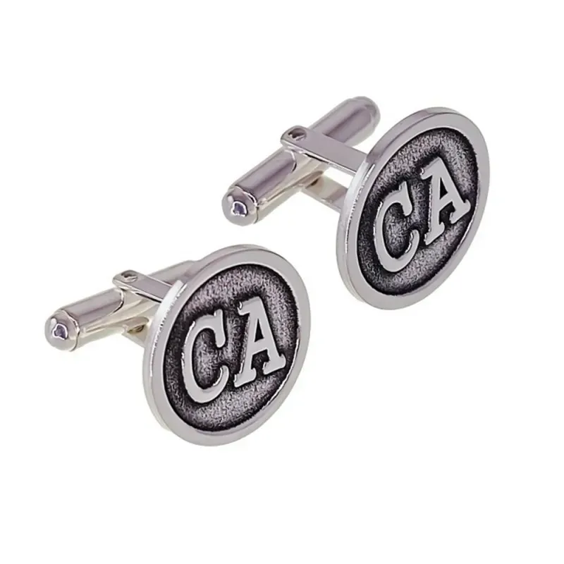 Gemelos Plata Ley 925m iniciales personalizadas 18 mm. oxidados