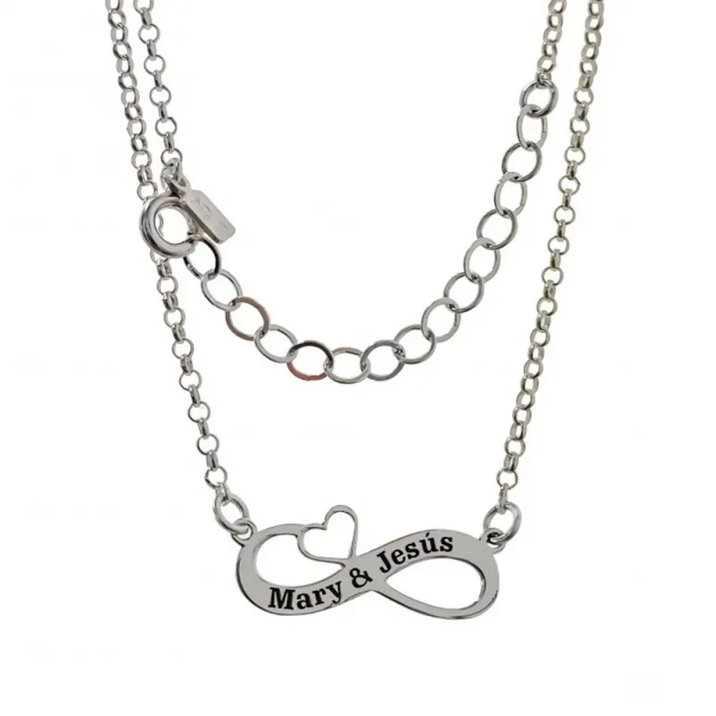 Gargantilla Plata Ley 925m unisex 43 cm. personalizable nombres colga