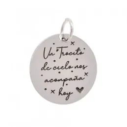 Colgante Disco Personalizable Plata Ley 925m unisex 21 mm. frase a el