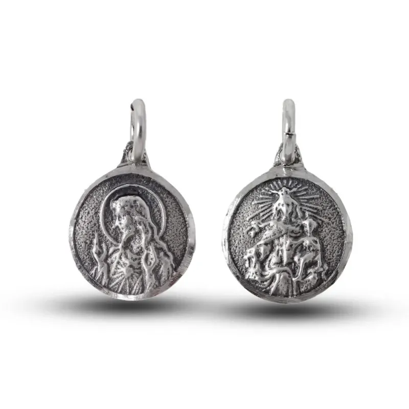 Escapulario Corazón de Jesús Virgen del Carmen Medalla Plata Ley 925m