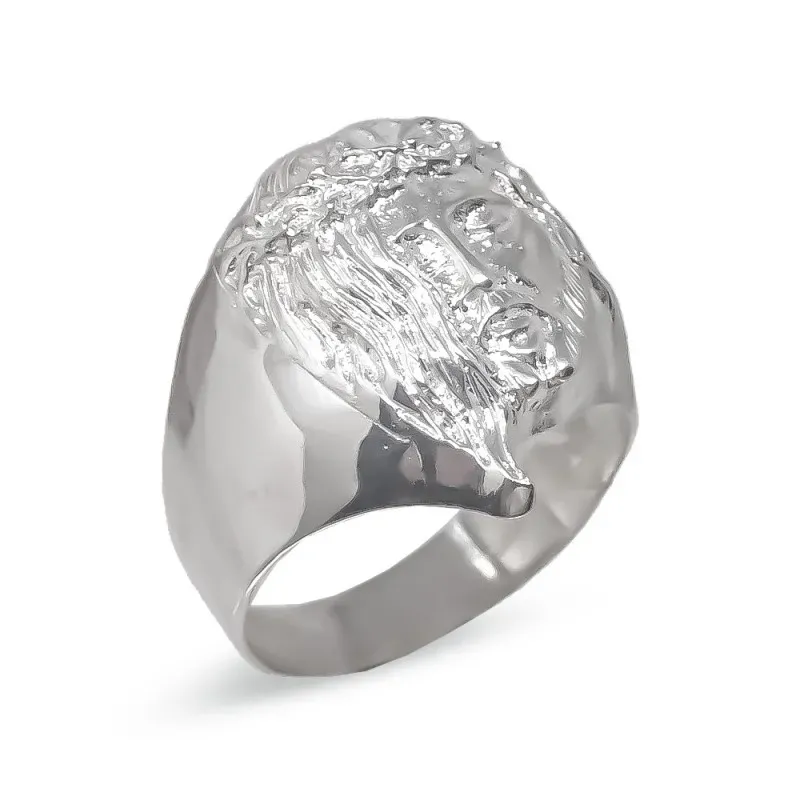 Cristo Gitano Cabeza Anillo en Plata de Ley 925m macizo para hombre 2